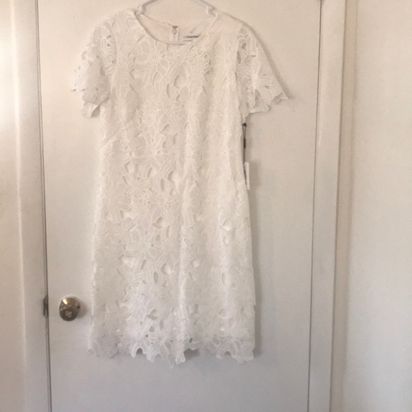 calvin klein white lace dress